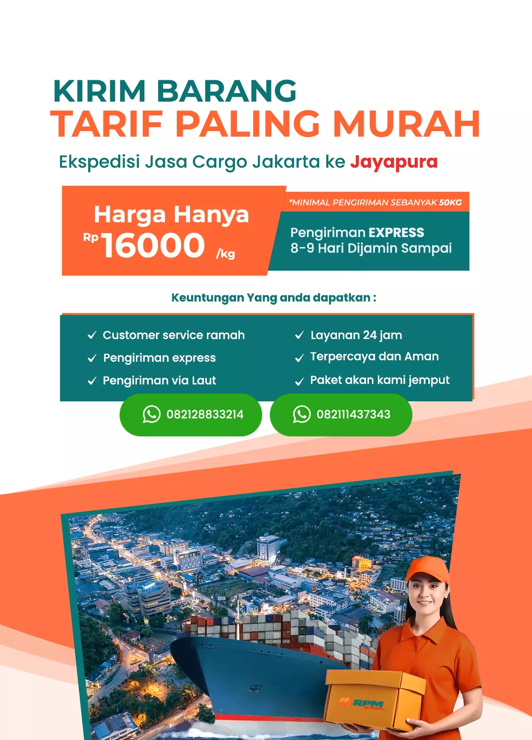 Ekspedisi Jakarta Jayapura 16000/Kg, Pengiriman Termurah!